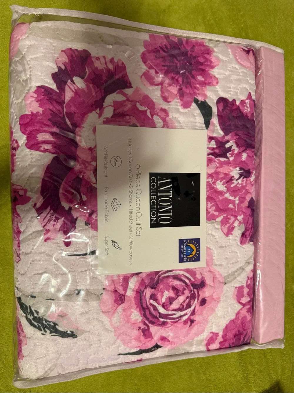 Pink Floral Quilt Set - 6 Piece